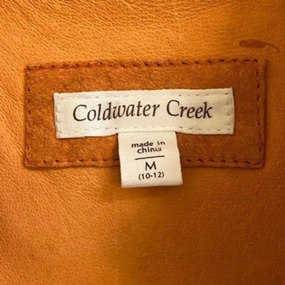 Coldwater Creek Women's M Burnt Orange Genuine Suede Leather Button Down Shirt - Picture 10 of 10